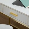 Martha Stewart Ollie Home Office Desk with 3 Drawers in White with Polished Brass Hardware ZG-ZP-028-WH-GLD-MS